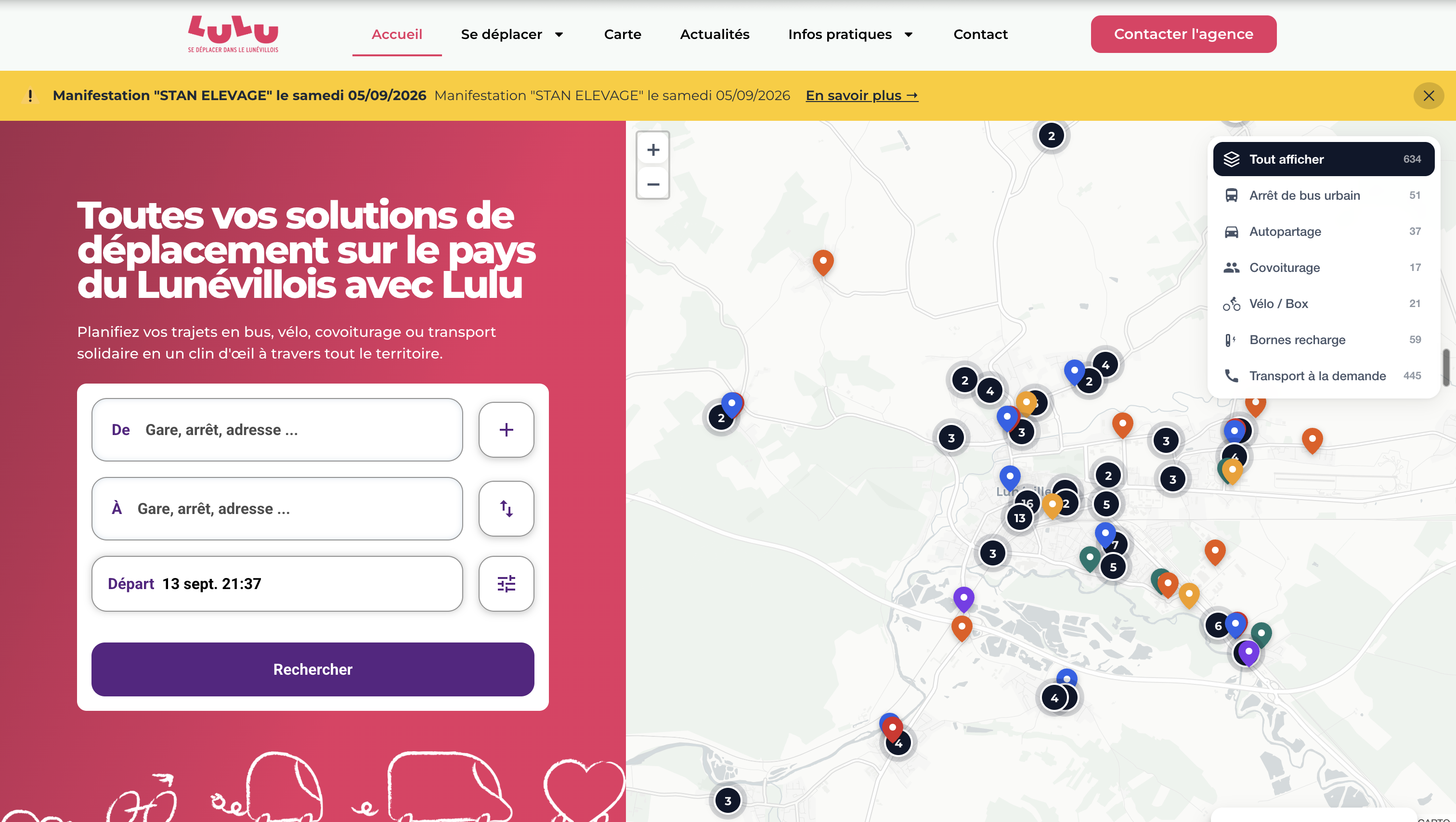 Capture de la page d'accueil du site PETR Lunéville
