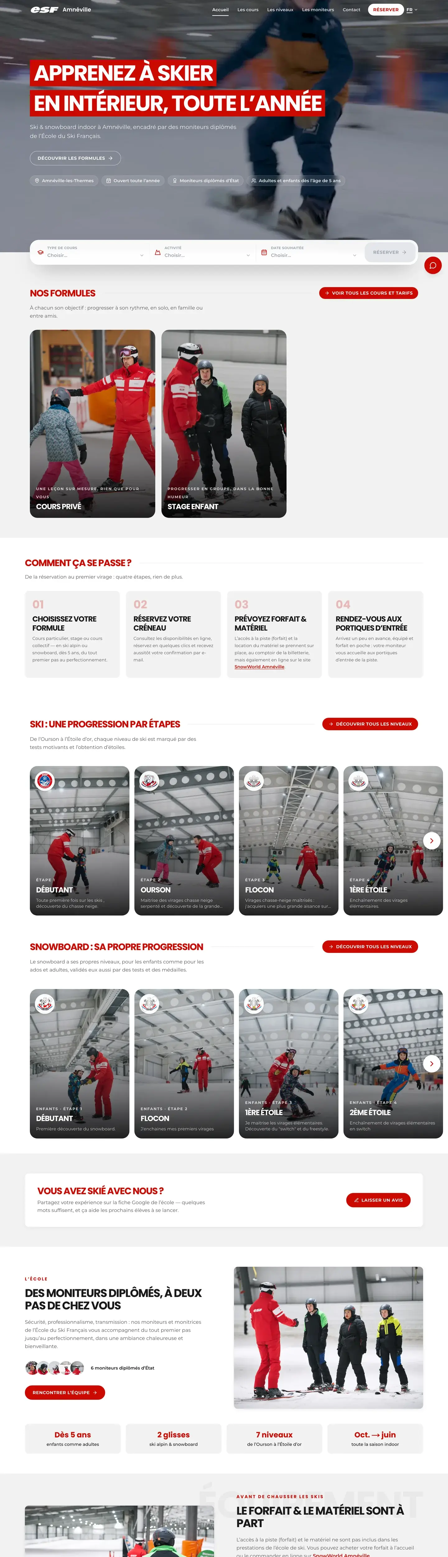 Page d'accueil du site ESF Amnéville
