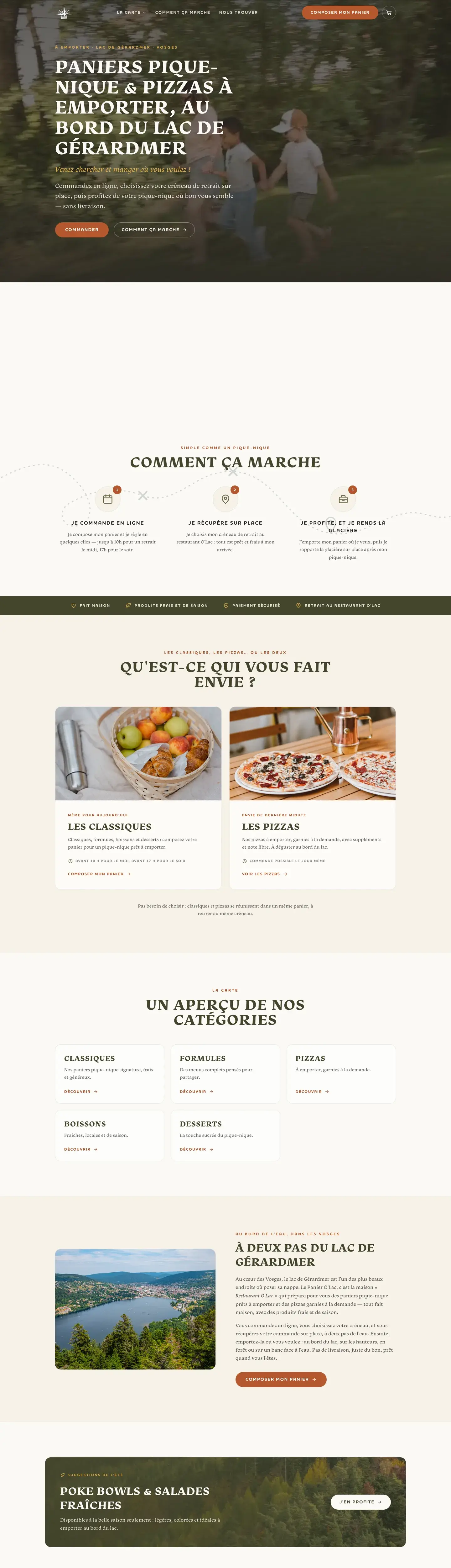 Page d'accueil du site Panier O'lac