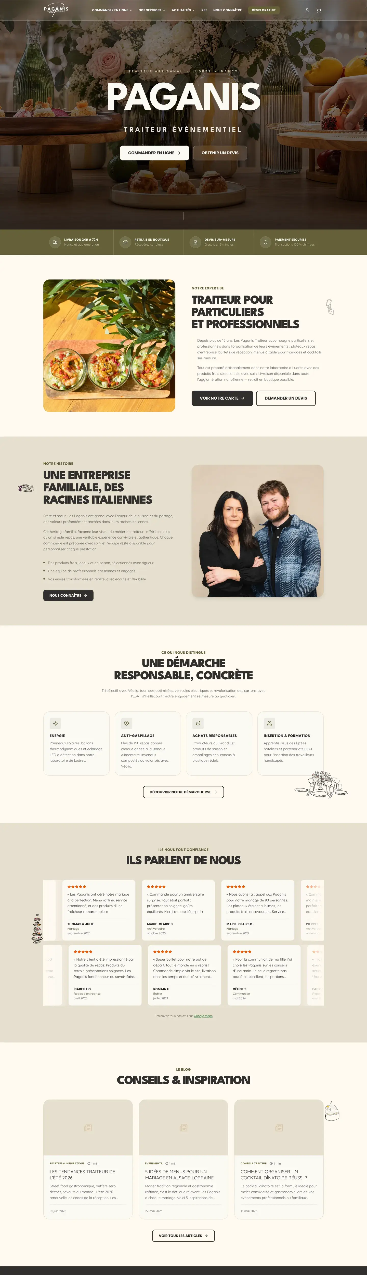 Page d'accueil du site Les Paganis