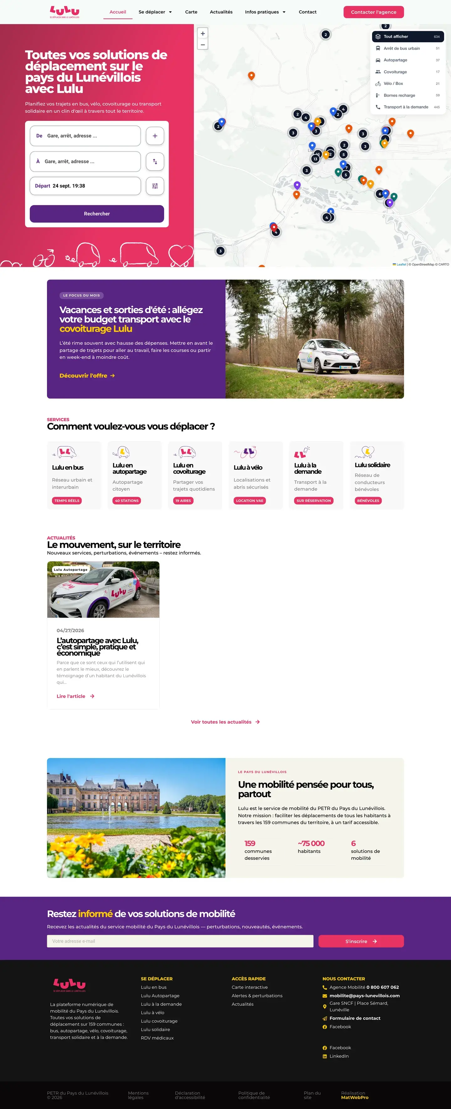 Page d'accueil du site PETR Lunéville